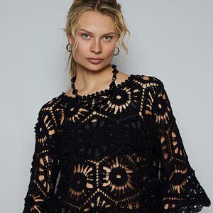 NWOT POL One Size Elegant Black Crochet Sweater